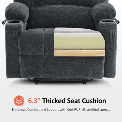 Power Lift Recliner Chair for Elderly, Massage and Heat, Fabric 7095|R7092|R7096|R7093