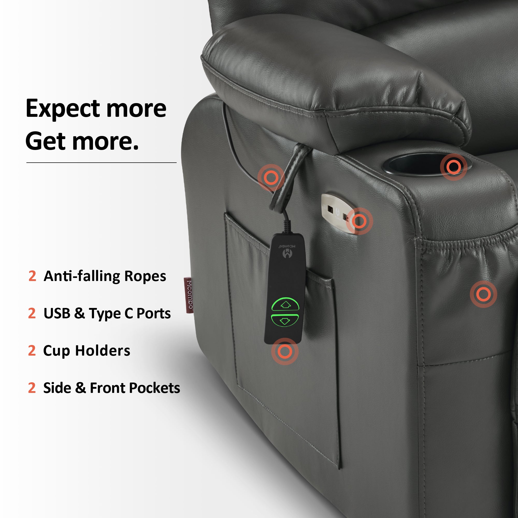 Power Lift Recliner Chair, Massage and Heat, Faux Leather 7095|7099|R7092|R7096