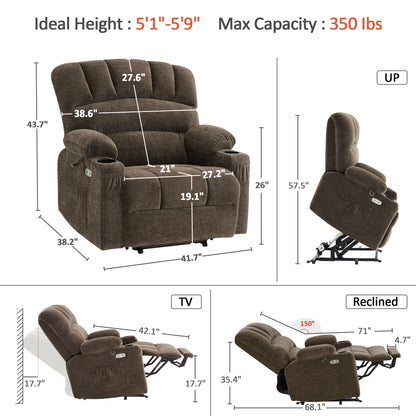 Power Lift Recliner Chair for Elderly, Massage and Heat, Fabric 7095|7099|R7092|R7096|R7093