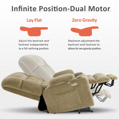 Dual Motor Power Lift Recliner Chair for Elderly, Massage and Heat, Lay Flat for Sleeping, Fabric 7890|7893|7896|R7897|R7891|R7894