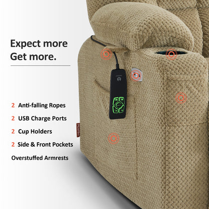 Dual Motor Power Lift Recliner Chair for Elderly, Massage and Heat, Lay Flat for Sleeping, Fabric 7890|7893|7896|R7897|R7891|R7894