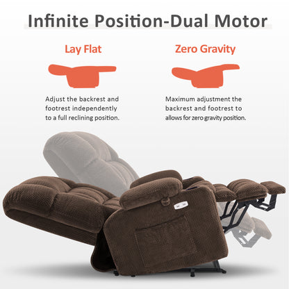 Dual Motor Power Lift Recliner Chair for Elderly, Massage and Heat, Lay Flat for Sleeping, Fabric 7890|7893|7896|R7897|R7891|R7894
