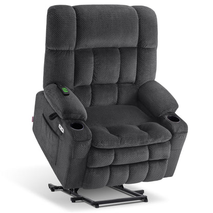 Dual Motor Power Lift Recliner Chair for Elderly, Massage and Heat, Lay Flat for Sleeping, Fabric 7890|7893|7896|R7897|R7891|R7894