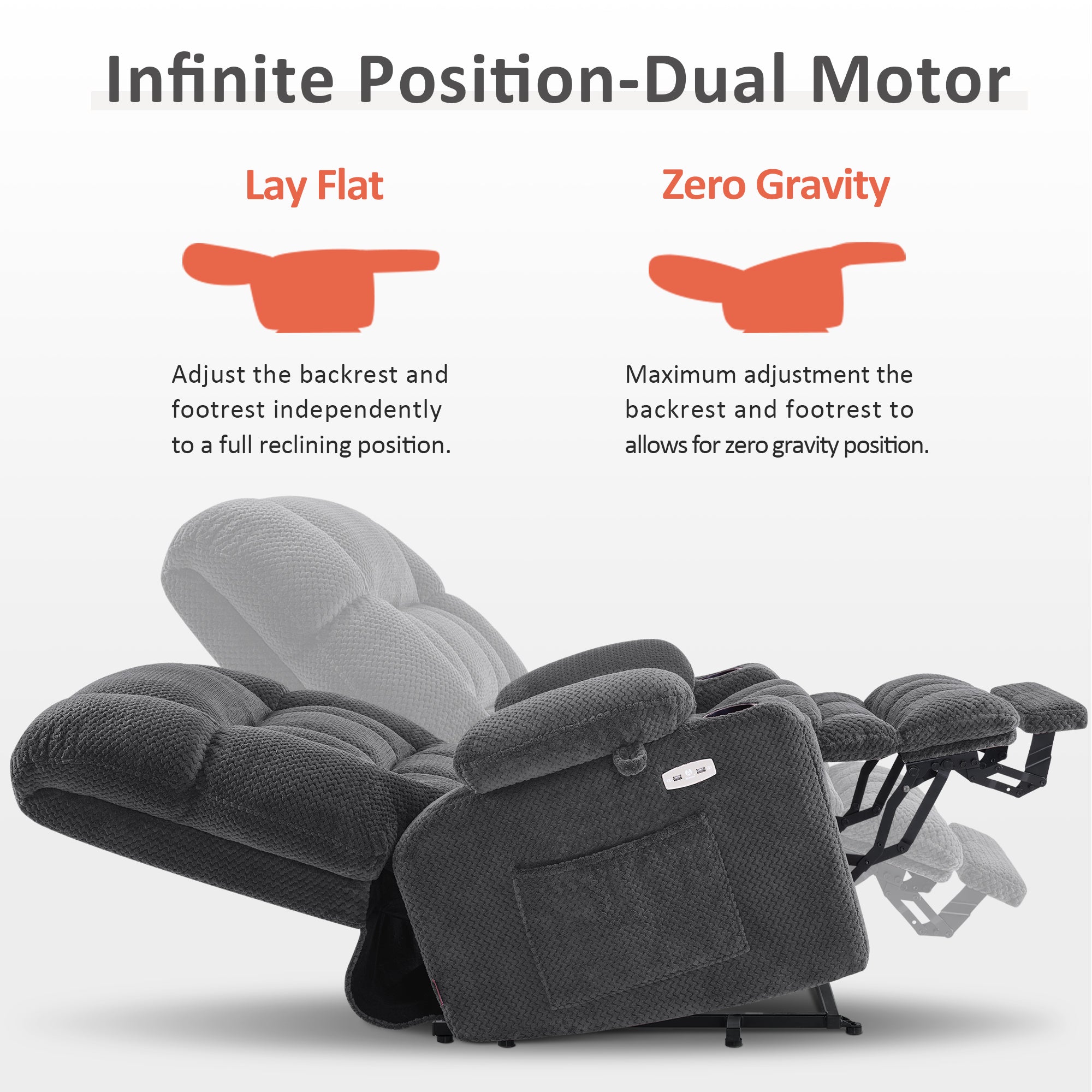 Dual Motor Power Lift Recliner Chair for Elderly, Massage and Heat, Lay Flat for Sleeping, Fabric 7890|7893|7896|R7897|R7891|R7894