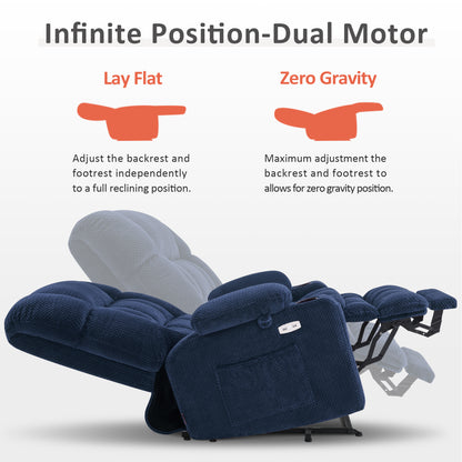 Dual Motor Power Lift Recliner Chair for Elderly, Massage and Heat, Lay Flat for Sleeping, Fabric 7890|7893|7896|R7897|R7891|R7894
