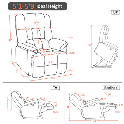 Power Lift Recliner Chair for Elderly, Massage and Heat, 7533