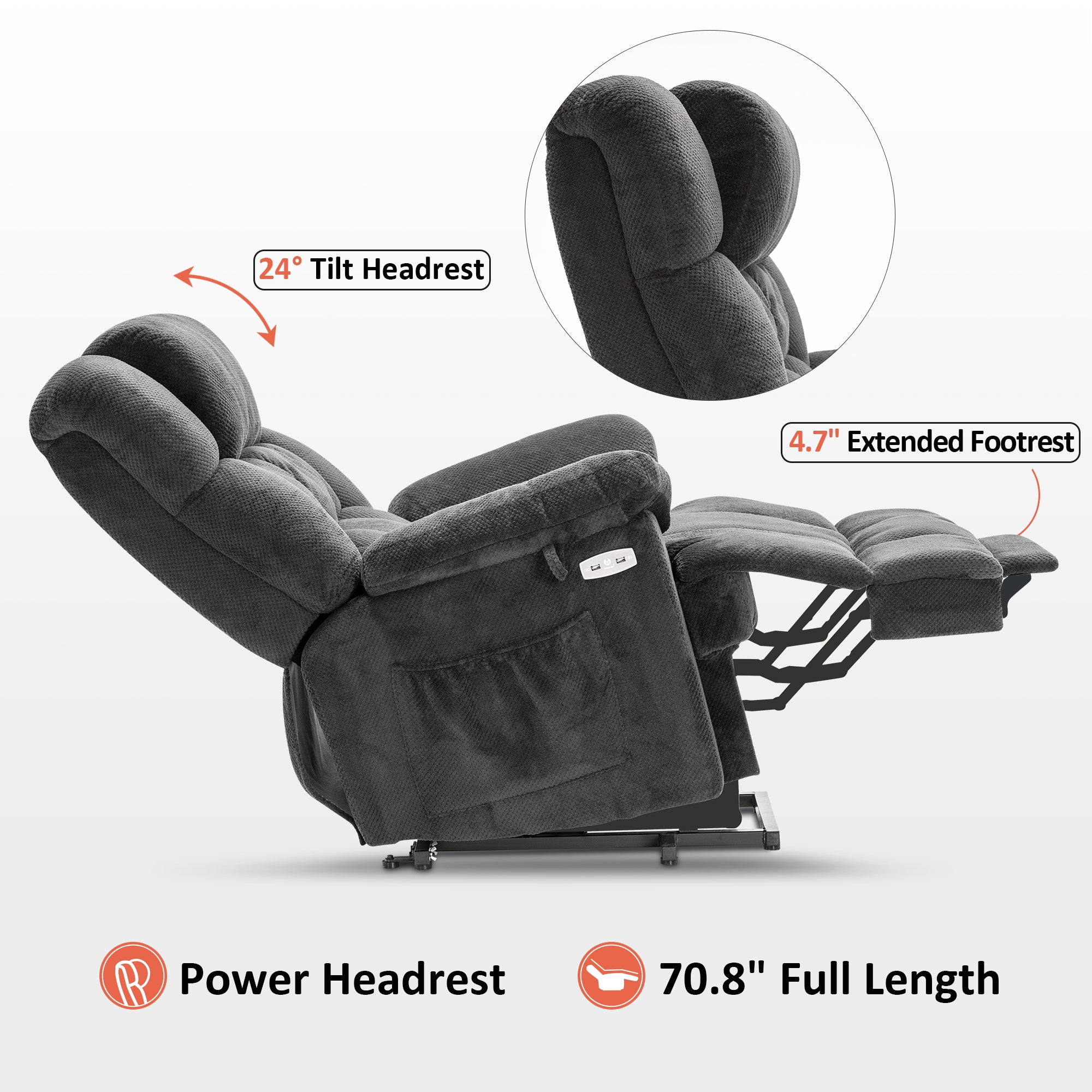 Power Lift Recliner Chair for Elderly, Massage and Heat, 7533