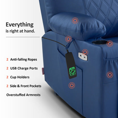 Power Lift Recliner Chair for Elderly, Massage and Heat, Faux Leather 7111