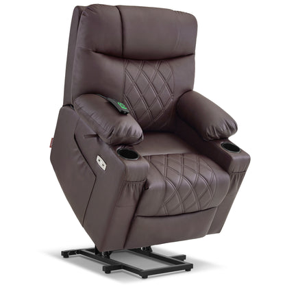 Power Lift Recliner Chair for Elderly, Massage and Heat, Faux Leather 7111