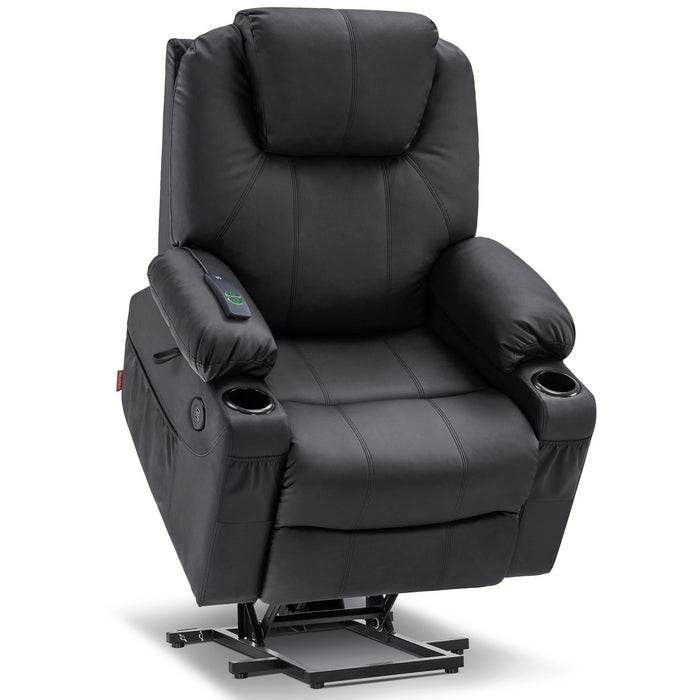 MCombo Power Lift Recliner Chair with Massage and Heat for Elderly, 3 Positions, 2 Side Pockets and Cup Holders, USB Ports, Faux Leather 7040