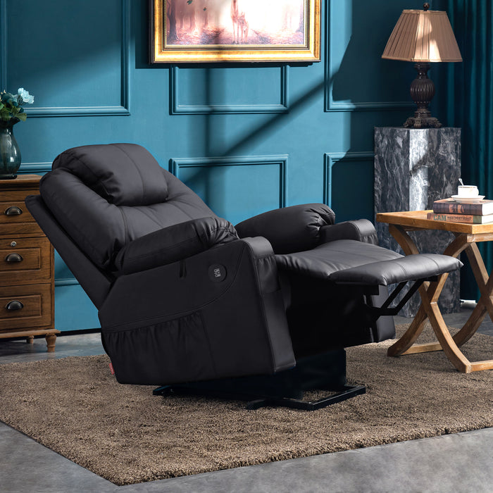 MCombo Power Lift Recliner Chair with Massage and Heat for Elderly, 3 Positions, 2 Side Pockets and Cup Holders, USB Ports, Faux Leather 7040