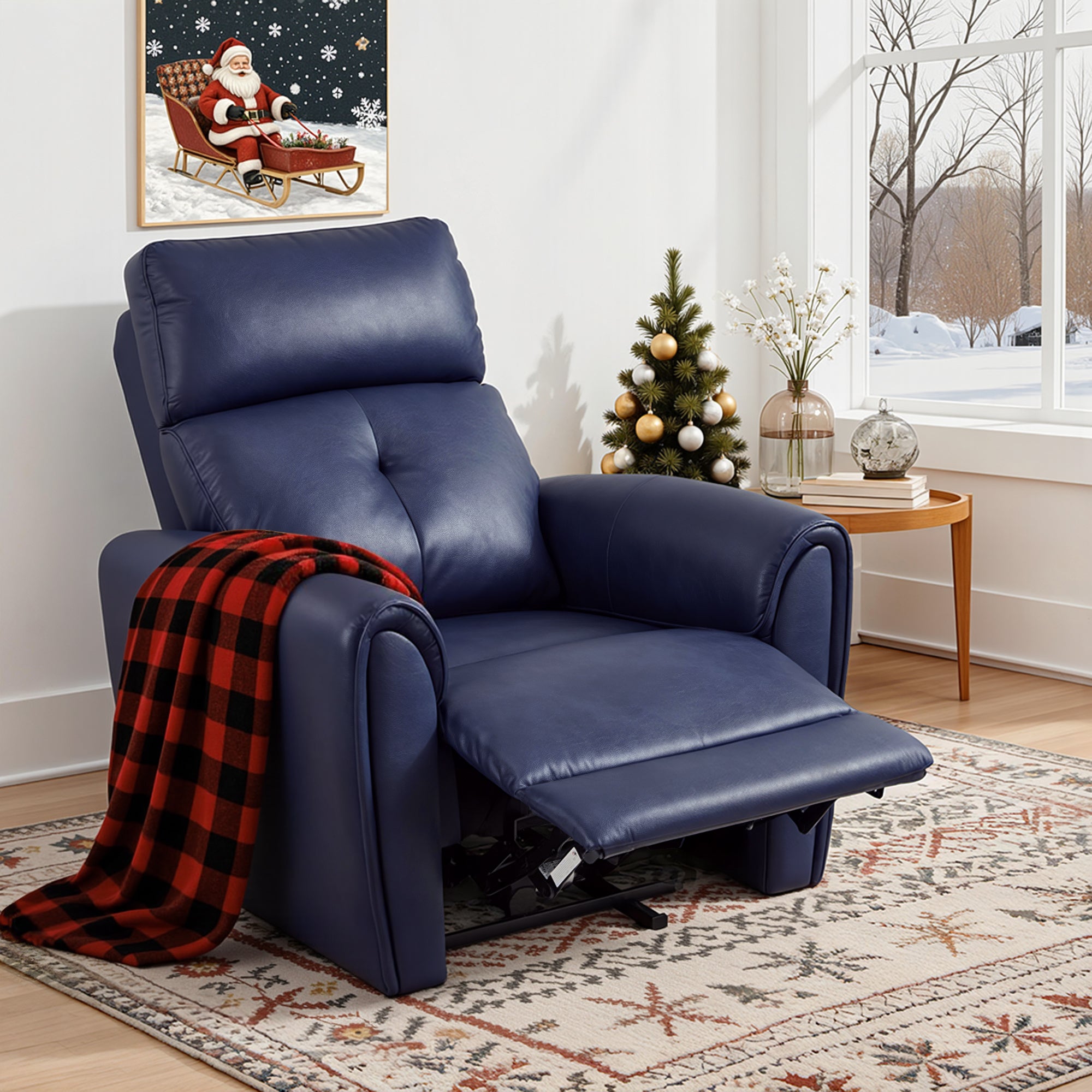 Zero Wall Hugger Recliners Chair for small space, Faux Leather PR699