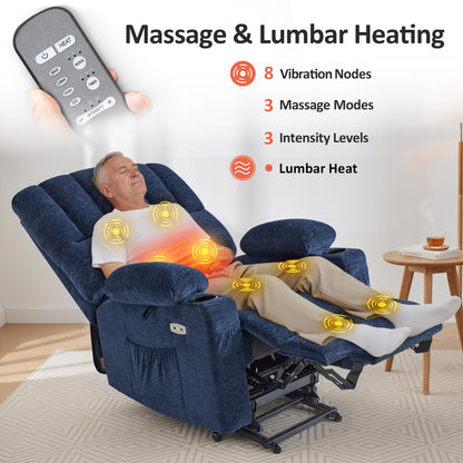 Power Lift Recliner Chair, Massage and Heat, Fabric 7095|7099|R7092|R7096