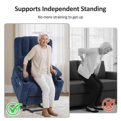 Power Lift Recliner Chair, Massage and Heat, Fabric 7095|7099|R7092|R7096