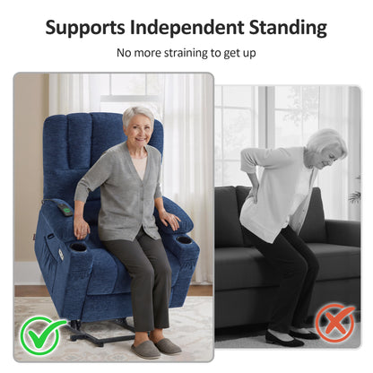 Power Lift Recliner Chair, Massage and Heat, Fabric 7095|7099|R7092|R7096