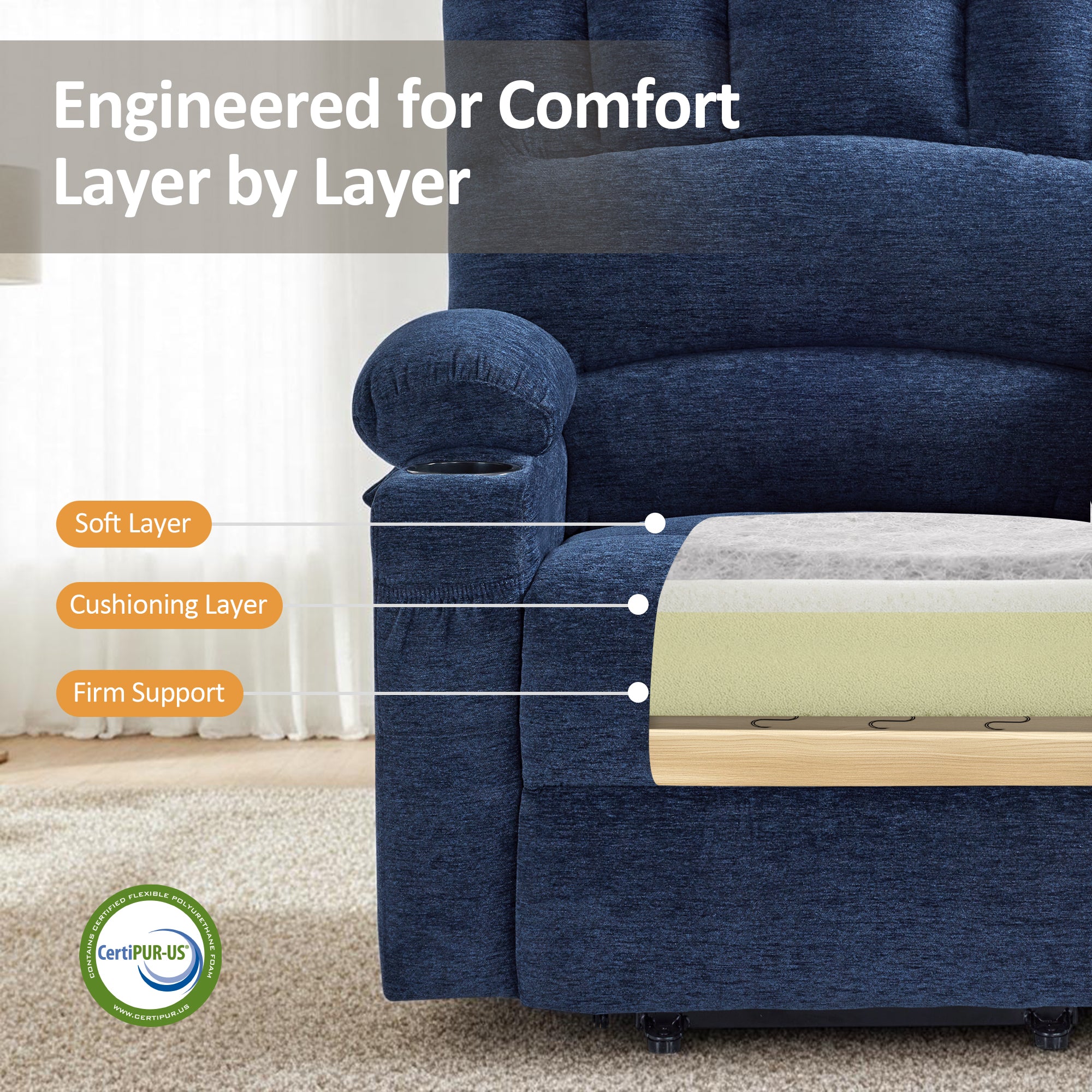 Power Lift Recliner Chair, Massage and Heat, Fabric 7095|7099|R7092|R7096