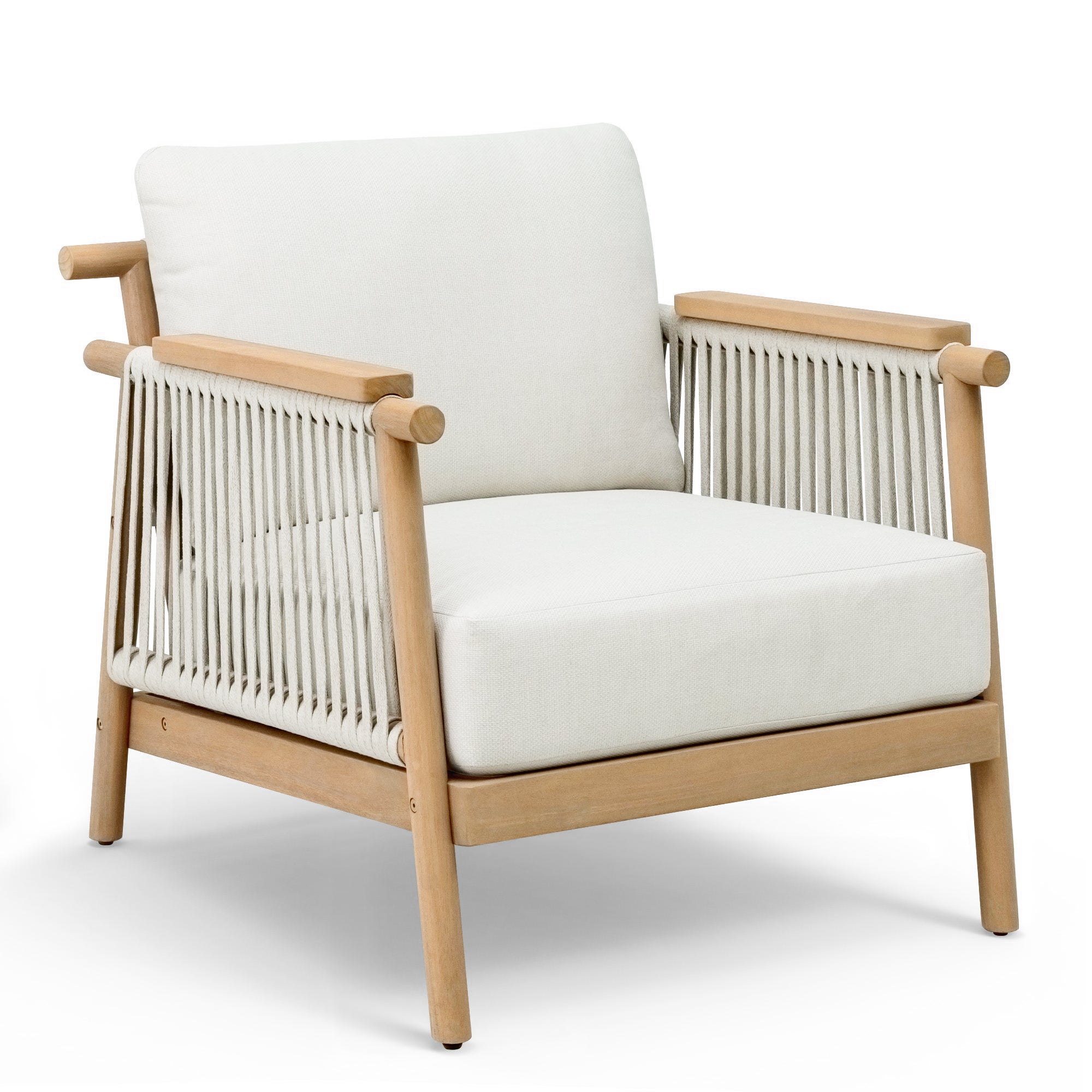 Patio Rattan Chair, Outdoor Wicker Furniture with 7.9″ Thickened Cushions and Acacia Wood Frame for Backyard, Deck, Indoor OF105