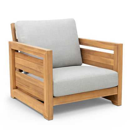Patio Chair, Outdoor Furniture with Acacia Wood Frame, Olefin Fabric, and Removable Cushions for Backyard, Deck, Indoor OF124