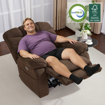 Oversized Power Recliner Chair for Big People, Zero Gravity Power Recliner Chair, USB & Type C Charge Ports, for Living Room, Office, Fabric PR677
