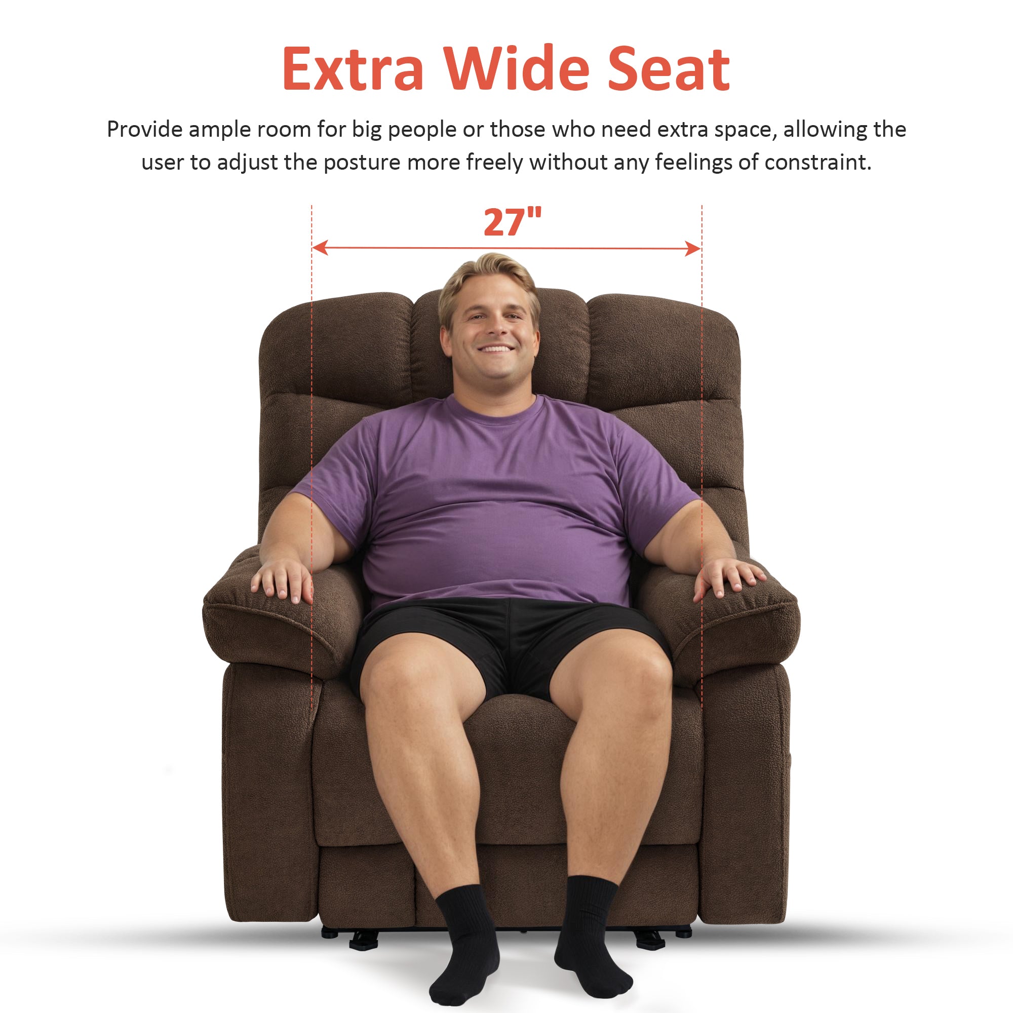 Oversized Power Recliner Chair for Big People, Zero Gravity Power Recliner Chair, USB & Type C Charge Ports, for Living Room, Office, Fabric PR677