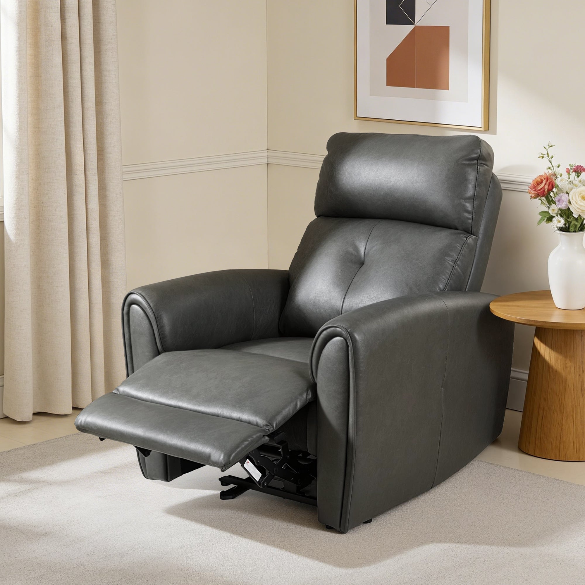 Zero Wall Hugger Recliners Chair for small space, Faux Leather PR699