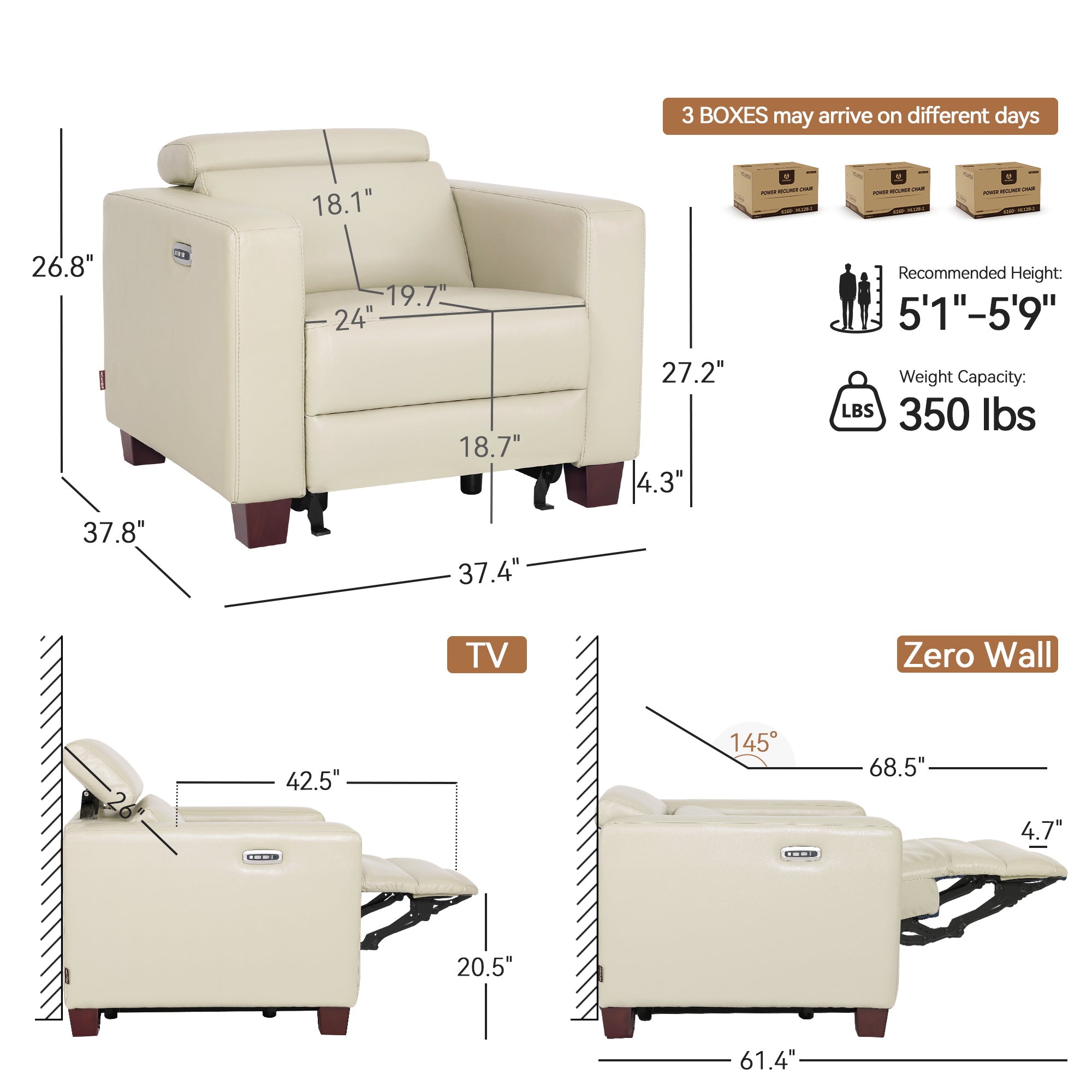 High Leg Power Recliner Chair, HL128