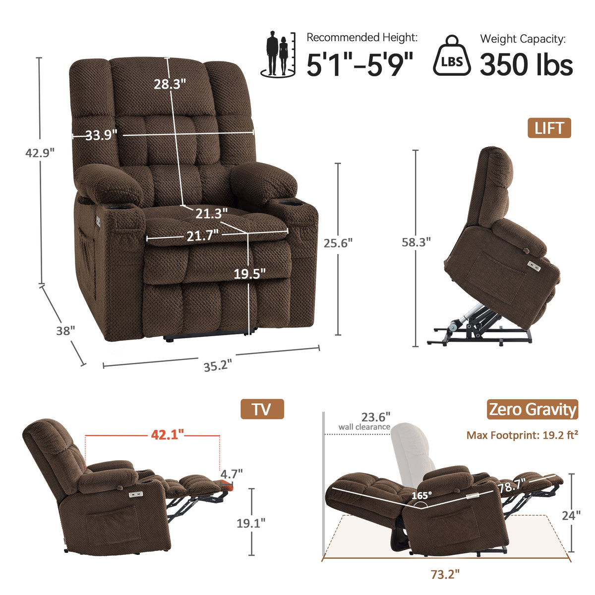Dual Motor Fabric Power Lift Recliner, 7890|7893|7896|R7897|R7891|R7894