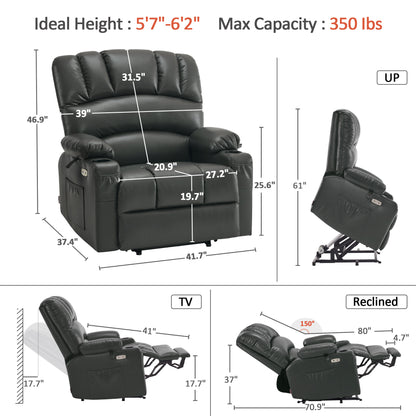 Power Lift Recliner Chair, Massage and Heat, Faux Leather 7095|7099|R7092|R7096