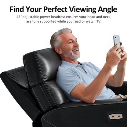 Triple Motor Oversized Lay Flat Power Lift Recliner Chair with Infinite Position, for 380lbs and Heights 5'7''-6'6" Big and Tall People, Adjustable headrest, Faux Leather R7177