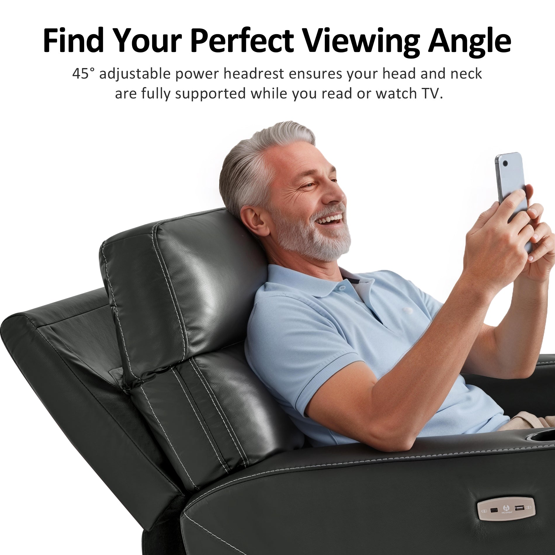 Triple Motor Oversized Lay Flat Power Lift Recliner Chair with Infinite Position, for 380lbs and Heights 5'7''-6'6" Big and Tall People, Adjustable headrest, Faux Leather R7177