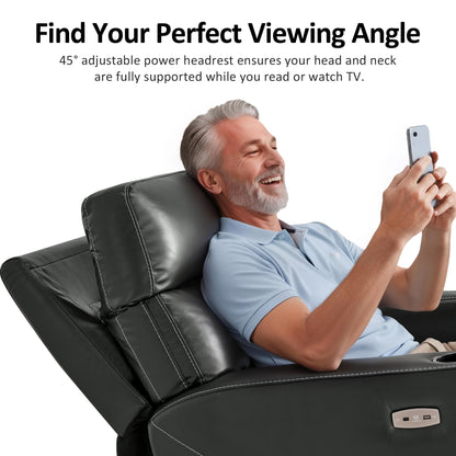 Triple Motor Oversized Lay Flat Power Lift Recliner Chair with Infinite Position, for 380lbs and Heights 5'7''-6'6" Big and Tall People, Adjustable headrest, Faux Leather R7177