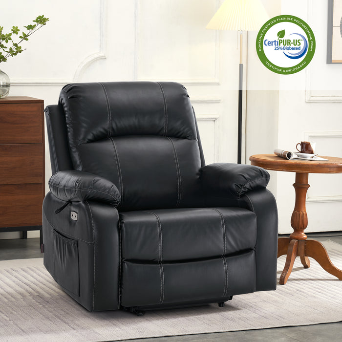 MCombo Small-Wide Power Lift Recliner Chair with Massage and Heat for Short People, Faux Leather R7410