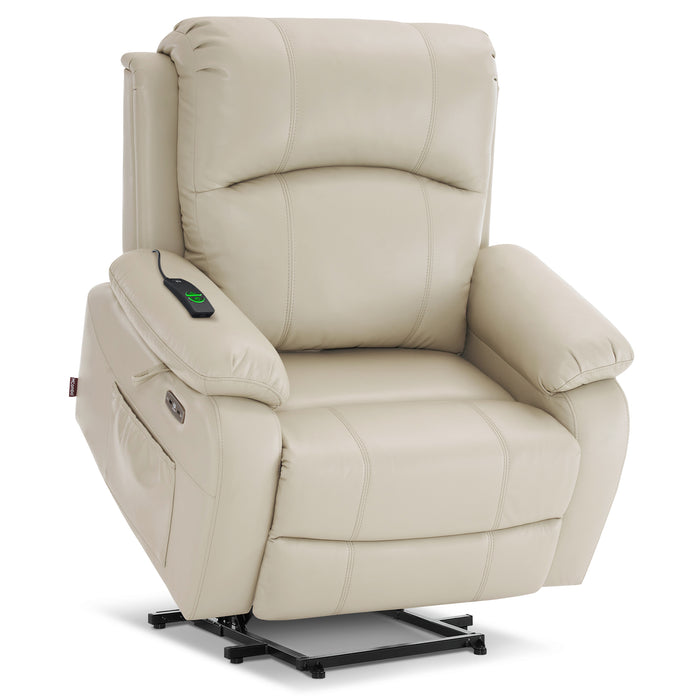 MCombo Small-Wide Power Lift Recliner Chair with Massage and Heat for Short People, Faux Leather R7410