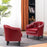 MCombo Accent Club Chair, Barrel Chair with Ottoman, Faux Leather Arm Chair for Living Room Bedroom, Small Space 4022