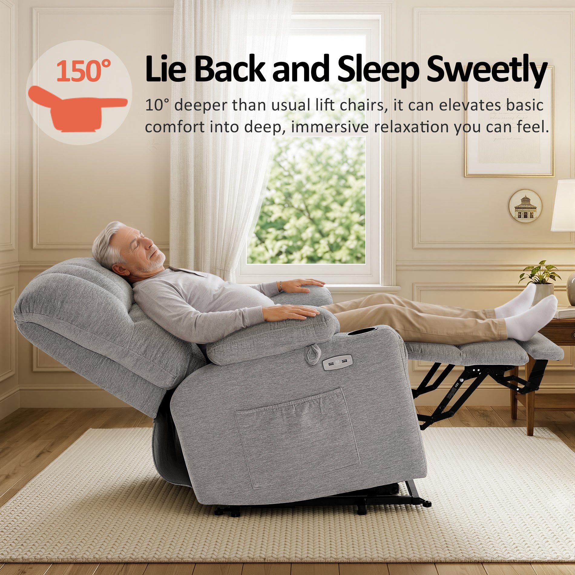 Power Lift Recliner Chair, Massage and Heat, Fabric 7095|7099|R7092|R7096