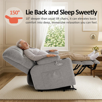 Power Lift Recliner Chair, Massage and Heat, Fabric 7095|7099|R7092|R7096