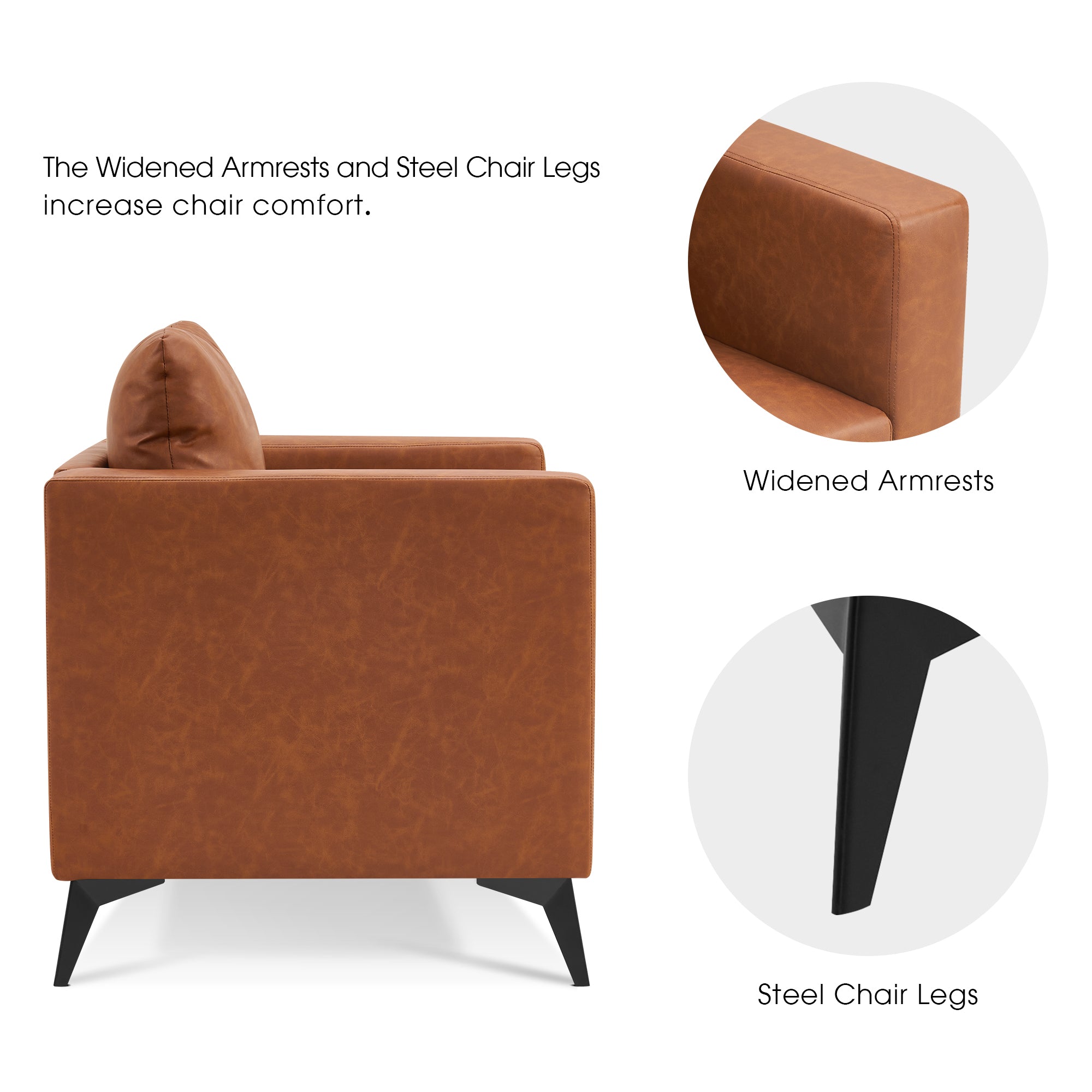 Stationary Accent Chair, Faux Leather LW654