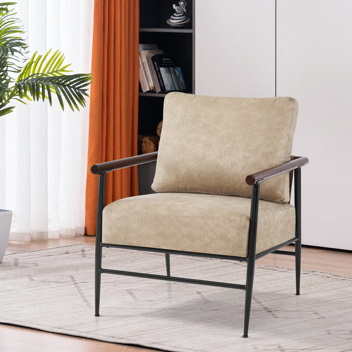 MCombo Modern Accent Chairs, Armchair with Upholstered Cushion, Leathaire Fabric Lounge Chairs for Living Room 4748