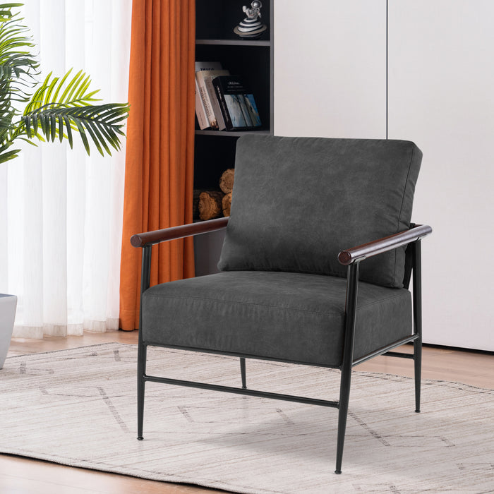 MCombo Modern Accent Chairs, Armchair with Upholstered Cushion, Leathaire Fabric Lounge Chairs for Living Room 4748