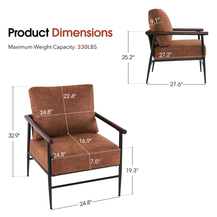 MCombo Modern Accent Chairs Armchair with Upholstered Cushion Leatha