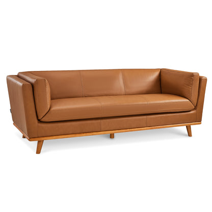 88'' Genuine Leather Sofa, 100% Full-Grain Leather Sofa with Solid Wood Frame, Real Leather Sofa for Living Room, Napa Leather VE701