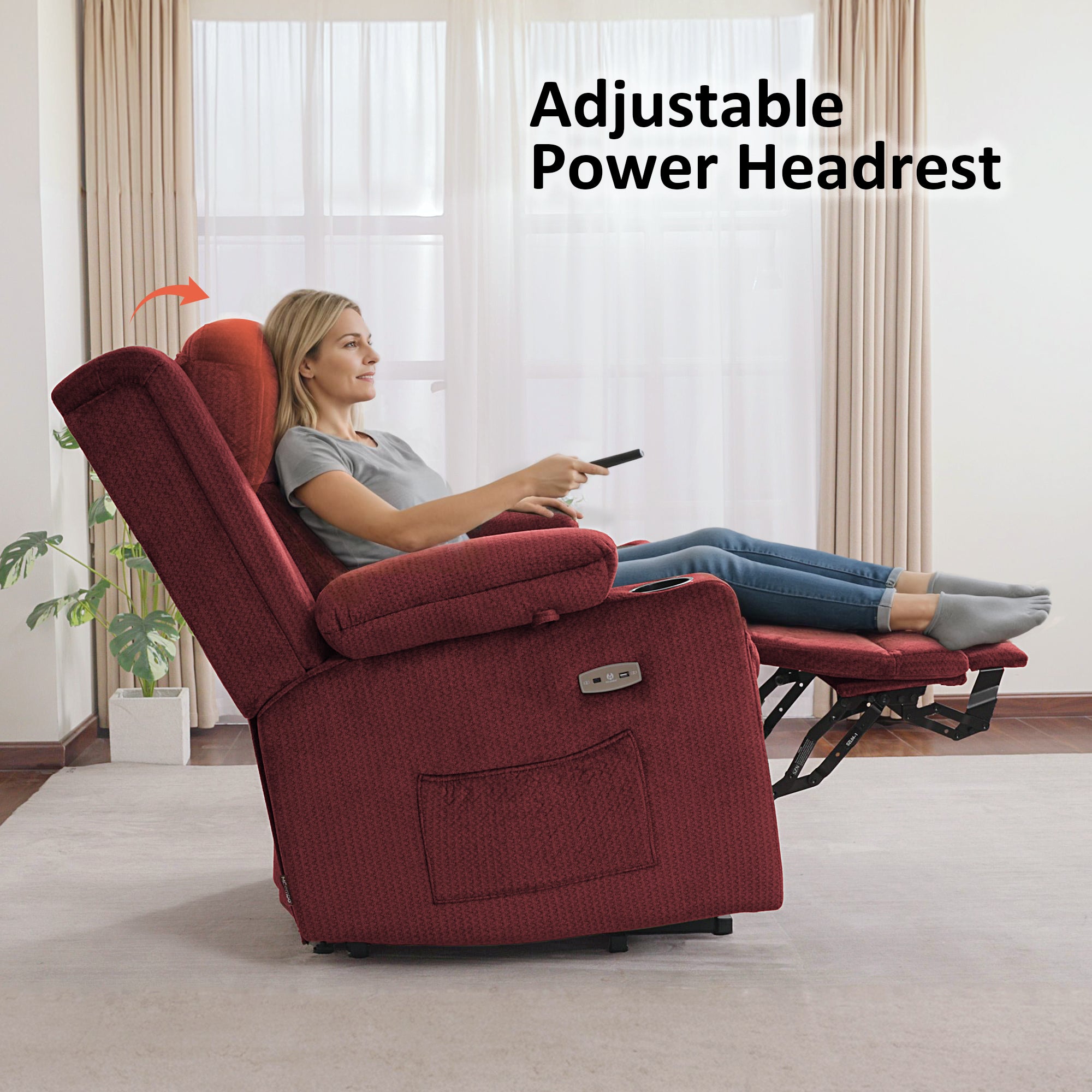 Power Lift Recliner Chair, Triple Motor, Massage and Heat, Fabric 7661|7662|7664