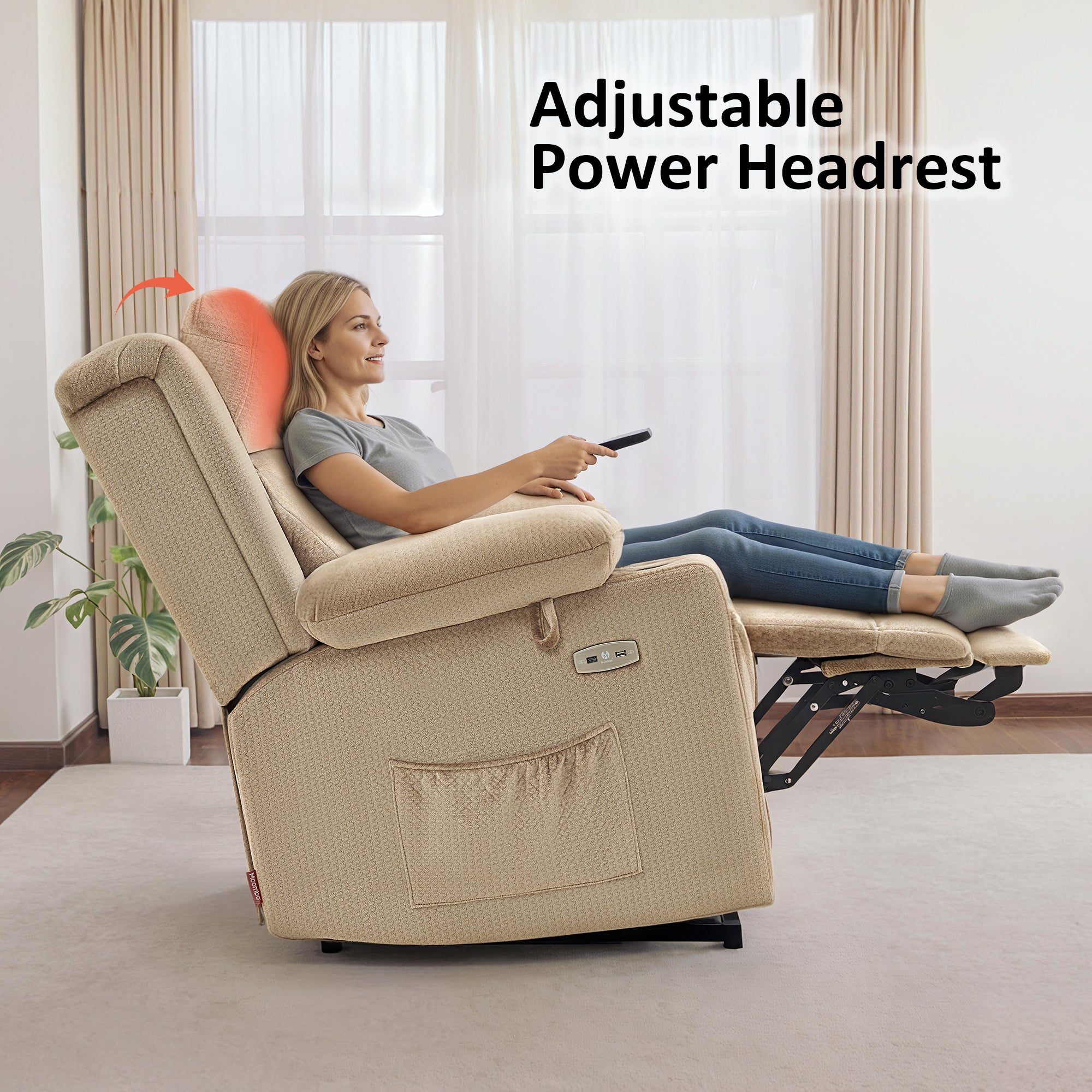 Power Lift Recliner Chair, Triple Motor, Massage and Heat, Fabric 7661|7662|7664