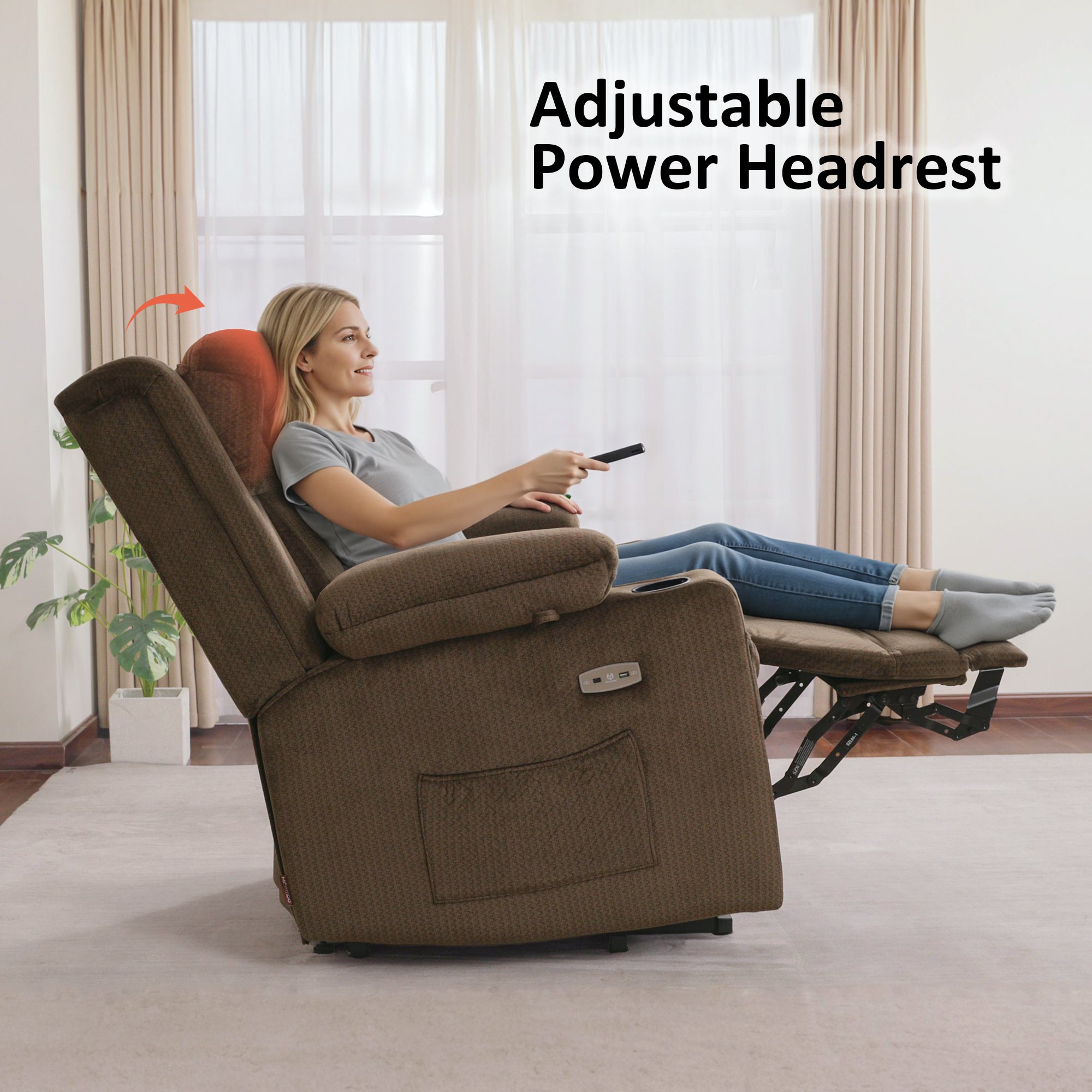 Power Lift Recliner Chair, Triple Motor, Massage and Heat, Fabric 7661|7662|7664
