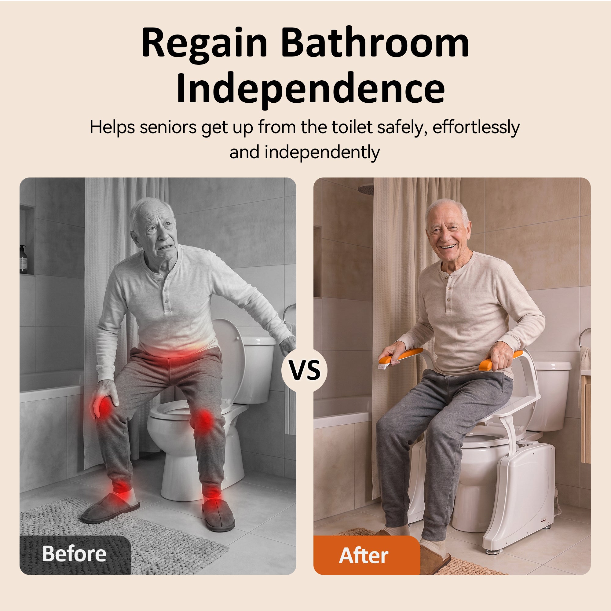 Dual Motor Power Toilet Seat Lift for Elderly, 350lbs, TL377CW