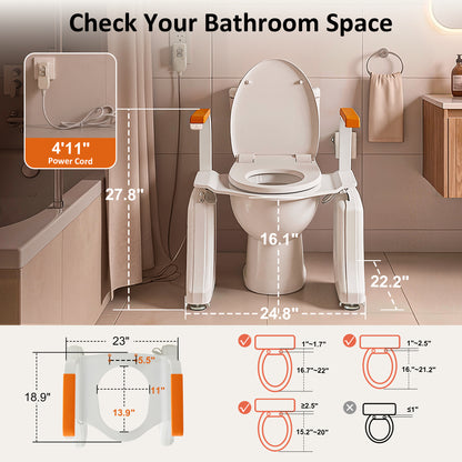 Dual Motor Power Toilet Seat Lift for Elderly, 350lbs, TL377CW