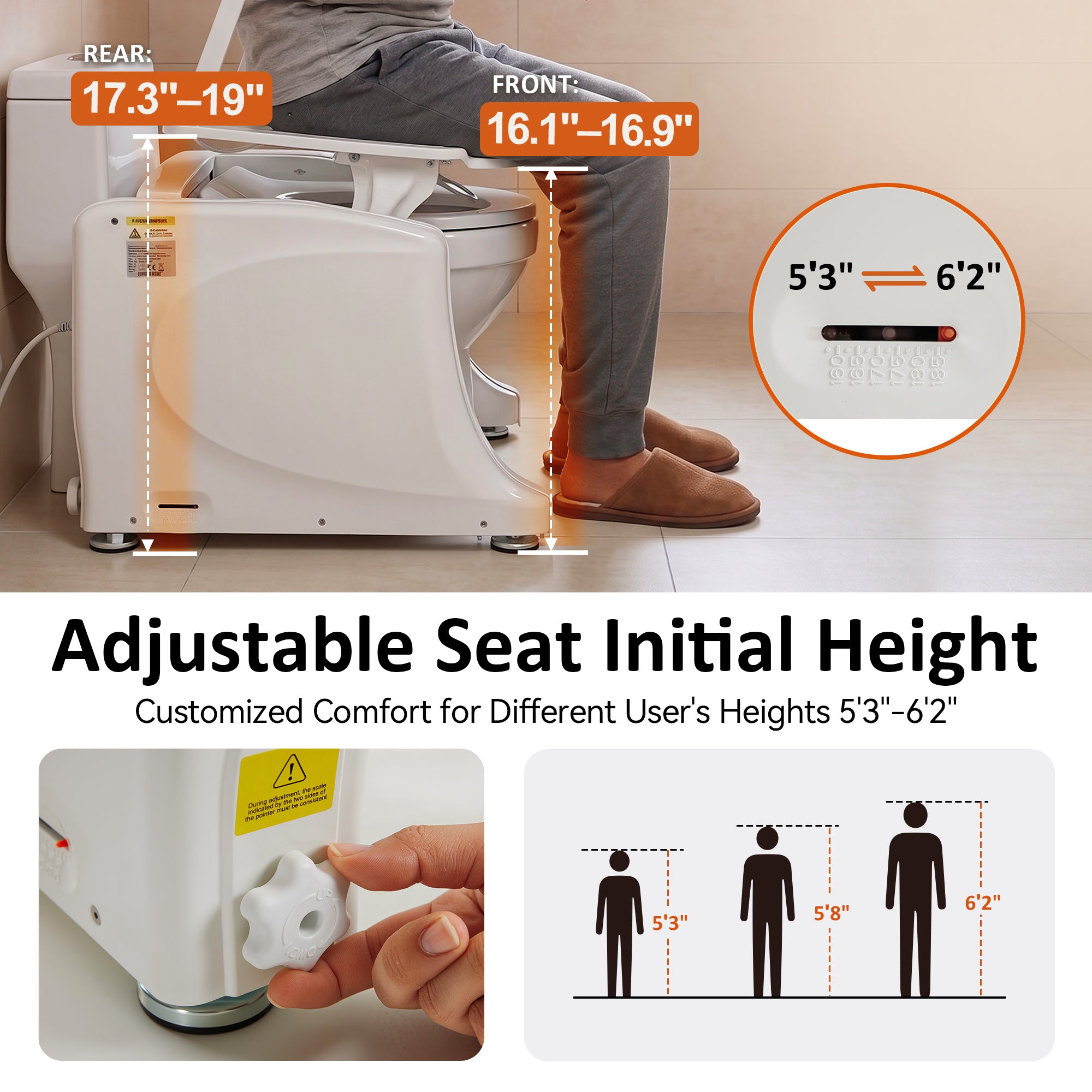 Dual Motor Power Toilet Seat Lift for Elderly, 350lbs, TL377CW