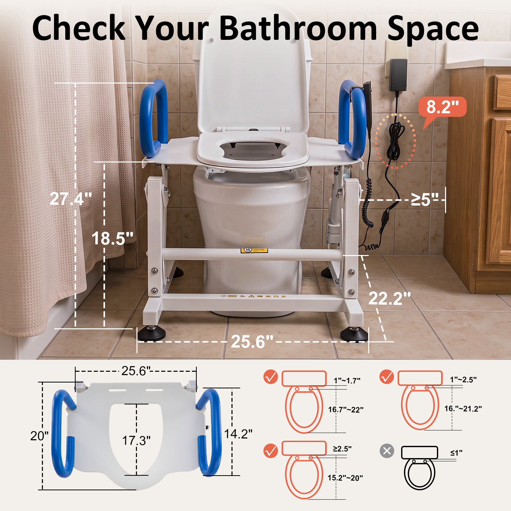 Electric Toilet Seat Lift for Elderly and Disabled, SEC212W