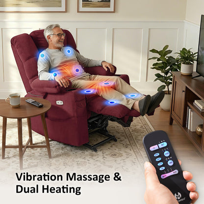 Power Lift Recliner Chair, Triple Motor, Massage and Heat, Fabric 7634|7631|7632|R7635