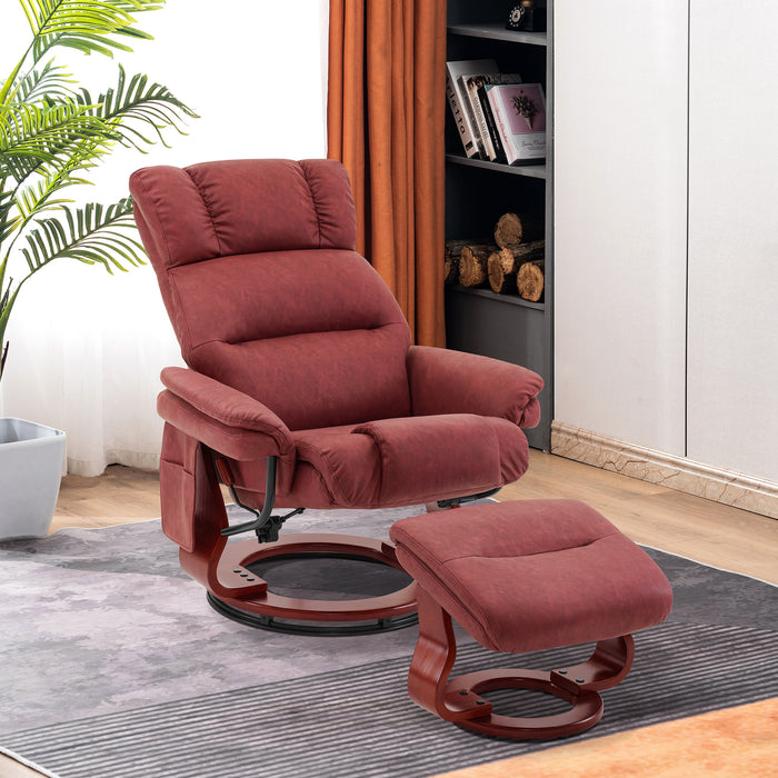 MCombo Swivel Recliners with Ottoman, Reclining TV Chairs with Vibration Massage, Faux Leather Ergonomic Lounge Chair for Living Room Bedroom 4832